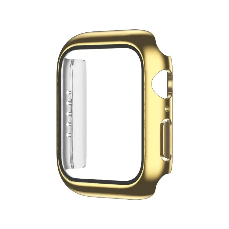 電気めっき モノクロ PC＋強化フィルム ウォッチケース、Apple Watchシリーズ 9 / 8 / 7 45mm用、Apple Watchシリーズ 8 / 7 45mm用、Apple Watchシリーズ 6/5/4/SE 44mm用、Apple Watchシリーズ 3/2/1 42mm用、Apple Watchシリーズ 9 / 8 / 7 41mm用