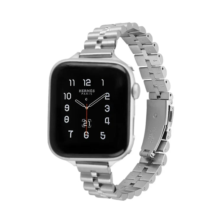 ハーフラウンド三連メタルウォッチバンド、Apple Watch Series 7 45mm / 6&SE&5&4 44mm / 3&2&1 42mm、7 41mm / 6&SE&5&4 40mm / 3&2&1 38mm用