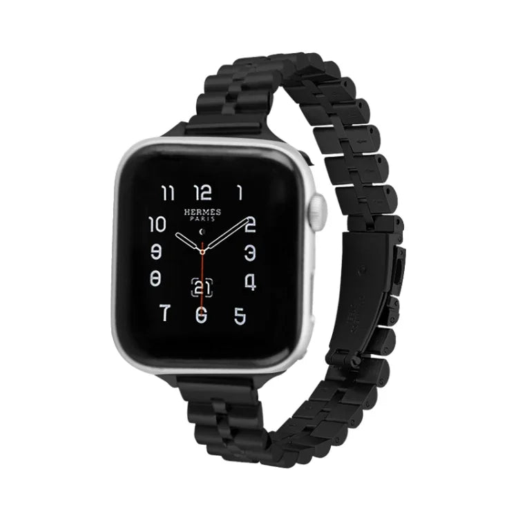 ハーフラウンド三連メタルウォッチバンド、Apple Watch Series 7 45mm / 6&SE&5&4 44mm / 3&2&1 42mm、7 41mm / 6&SE&5&4 40mm / 3&2&1 38mm用