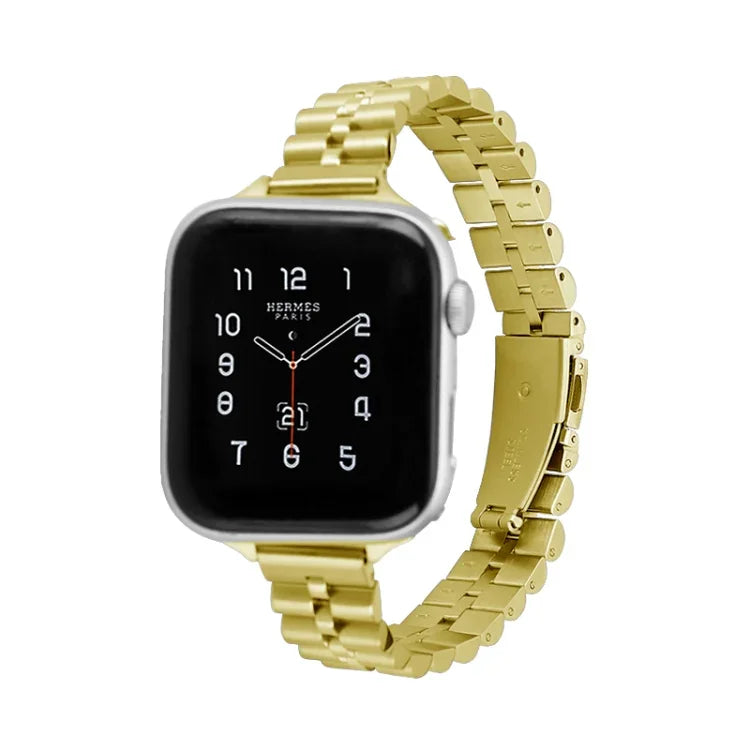 ハーフラウンド三連メタルウォッチバンド、Apple Watch Series 7 45mm / 6&SE&5&4 44mm / 3&2&1 42mm、7 41mm / 6&SE&5&4 40mm / 3&2&1 38mm用