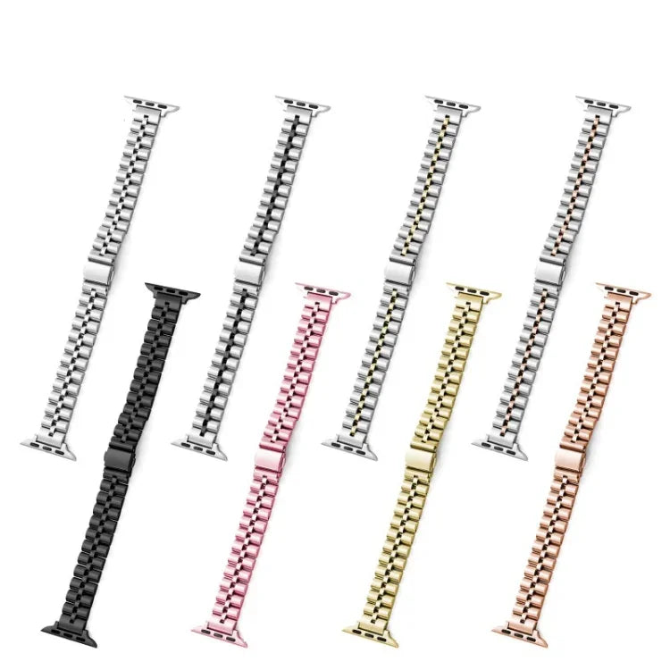 ハーフラウンド三連メタルウォッチバンド、Apple Watch Series 7 45mm / 6&SE&5&4 44mm / 3&2&1 42mm、7 41mm / 6&SE&5&4 40mm / 3&2&1 38mm用