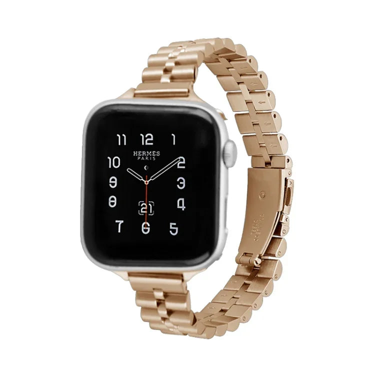 ハーフラウンド三連メタルウォッチバンド、Apple Watch Series 7 45mm / 6&SE&5&4 44mm / 3&2&1 42mm、7 41mm / 6&SE&5&4 40mm / 3&2&1 38mm用