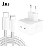 PD 35W デュアルUSB-C / Type-Cポート充電器 Type-Cから8ピンデータケーブル付き、EUプラグ、EUプラグ＋1m 8ピンケーブル