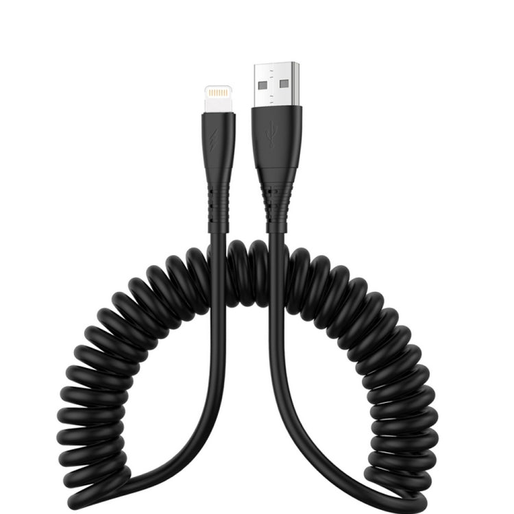 1.5m スプリング伸縮式携帯電話急速充電データケーブル、USB から 8ピン、USB から Type-C、USB から Micro USB