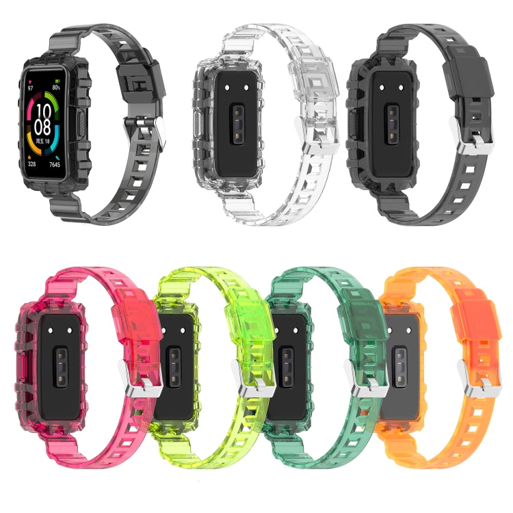One-Piece Transparent Silicone Watch Band, For Huawei Band 7, For Huawei Band 6, For Honor Band 6