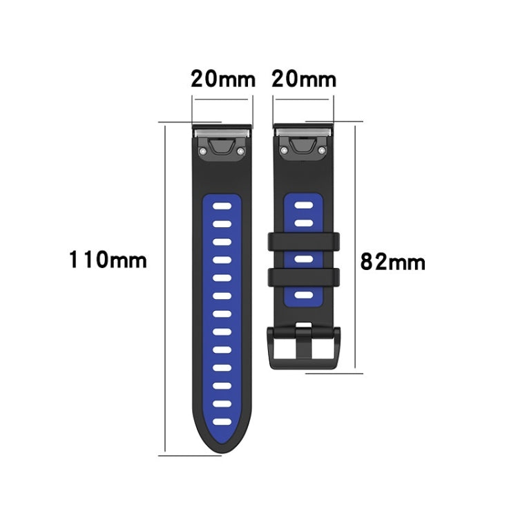 22mm Silicone Sports Two-Color Watch Band, For Garmin Fenix 5S, For Garmin Fenix 5S Plus