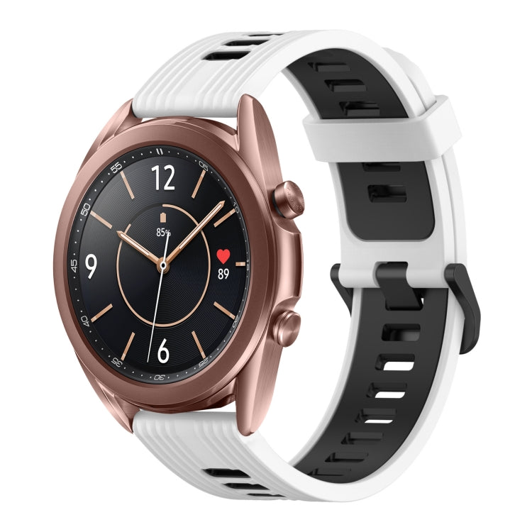 20mm 縦柄二色シリコンウォッチバンド Samsung Galaxy Watch3 41mm用 Samsung Galaxy Watch Active 2 40mm用 Samsung Galaxy Watch Active 2 44mm用 Samsung Galaxy Watch Active 40mm用