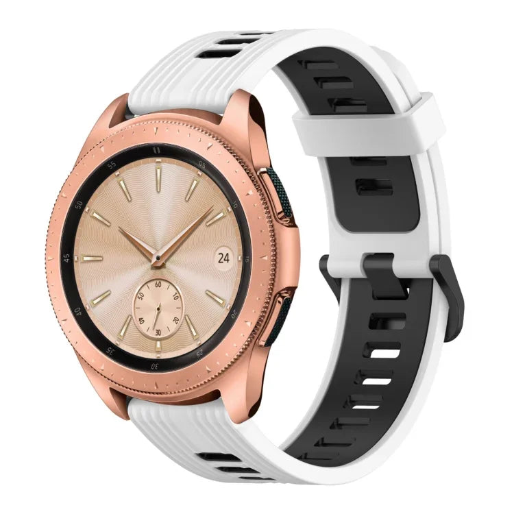 20mm 縦模様 ツートンカラー シリコンウォッチバンド、Samsung Galaxy Watch 42mm用、Samsung Gear Sport用、Samsung Gear S2 Classic用