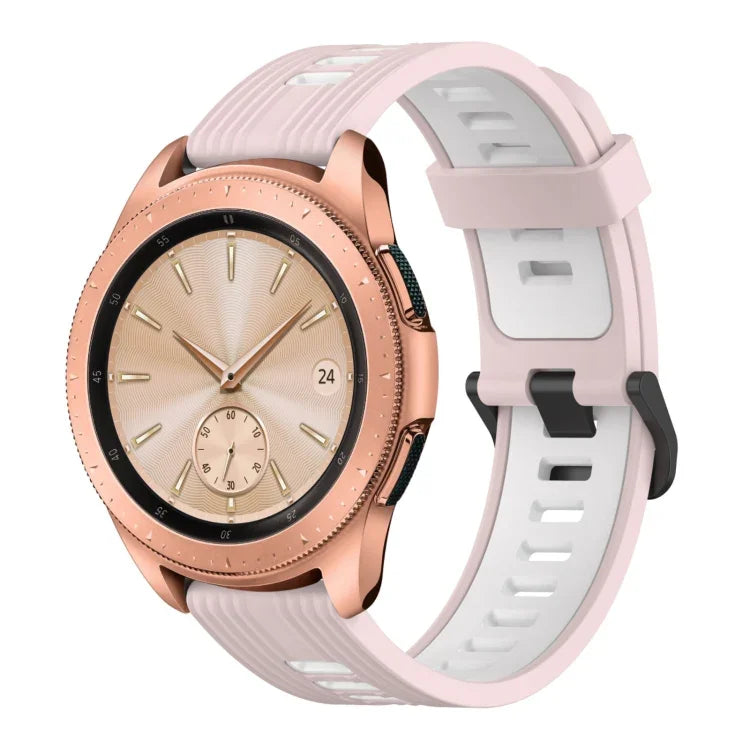 20mm 縦模様 ツートンカラー シリコンウォッチバンド、Samsung Galaxy Watch 42mm用、Samsung Gear Sport用、Samsung Gear S2 Classic用