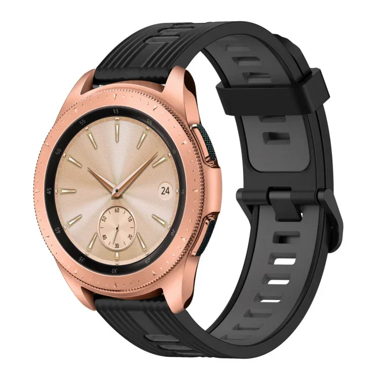 20mm 縦模様 ツートンカラー シリコンウォッチバンド、Samsung Galaxy Watch 42mm用、Samsung Gear Sport用、Samsung Gear S2 Classic用