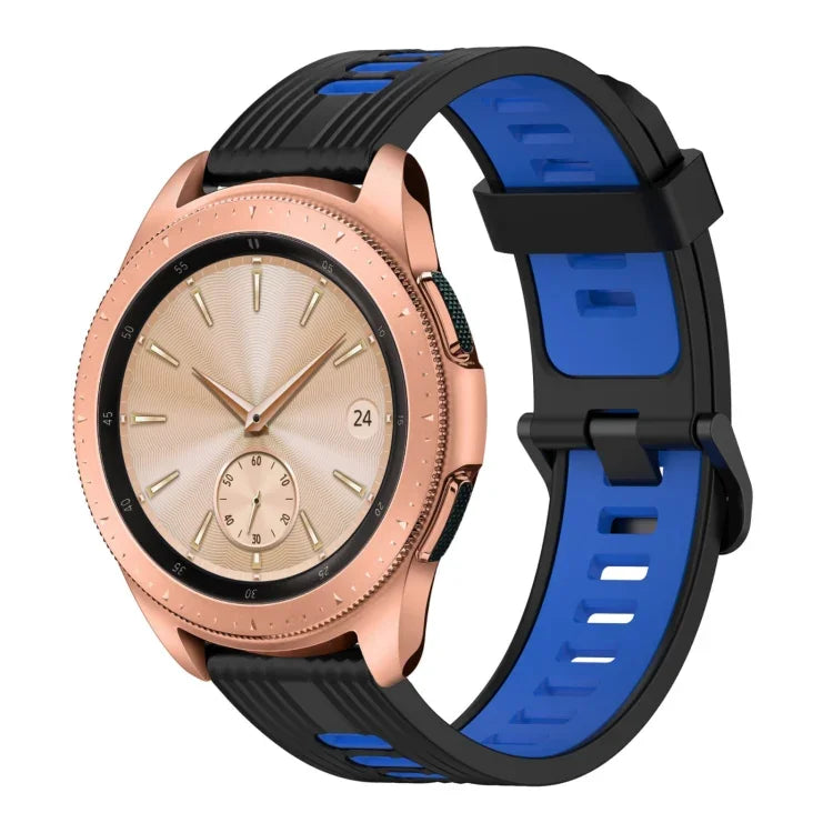 20mm 縦模様 ツートンカラー シリコンウォッチバンド、Samsung Galaxy Watch 42mm用、Samsung Gear Sport用、Samsung Gear S2 Classic用