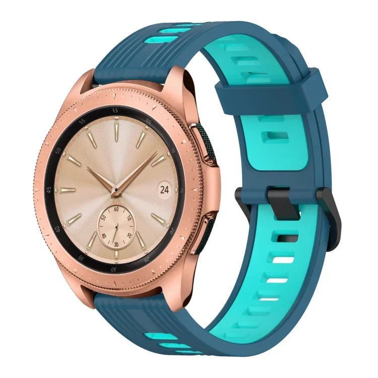 20mm 縦模様 ツートンカラー シリコンウォッチバンド、Samsung Galaxy Watch 42mm用、Samsung Gear Sport用、Samsung Gear S2 Classic用