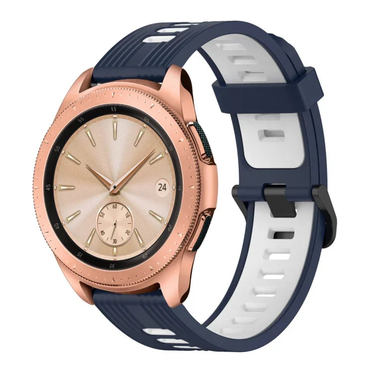20mm 縦模様 ツートンカラー シリコンウォッチバンド、Samsung Galaxy Watch 42mm用、Samsung Gear Sport用、Samsung Gear S2 Classic用