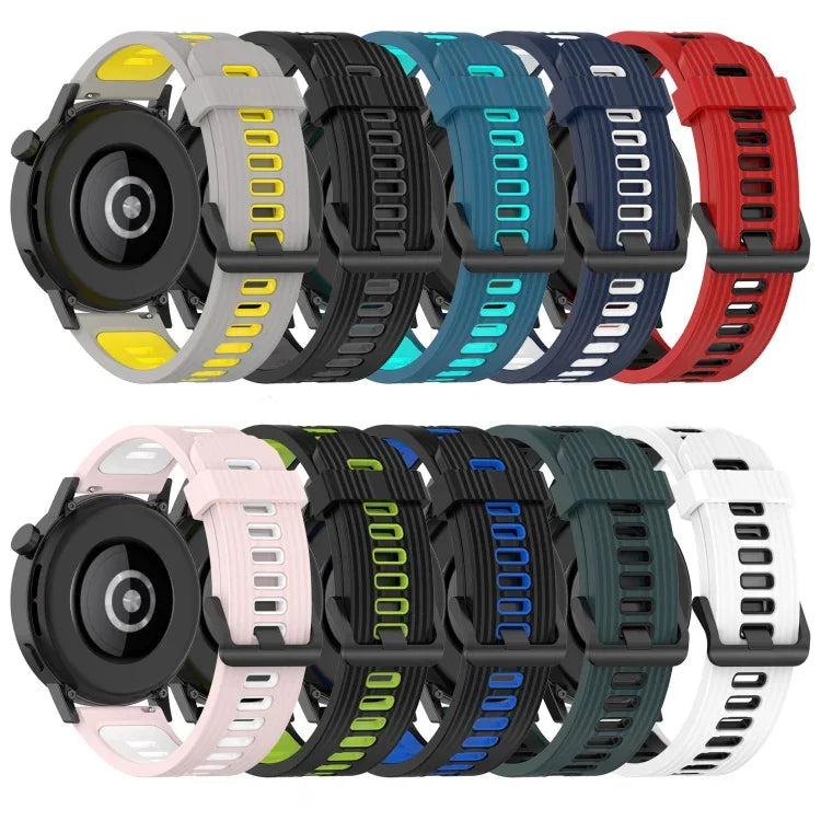 20mm 縦模様 ツートンカラー シリコンウォッチバンド、Samsung Galaxy Watch 42mm用、Samsung Gear Sport用、Samsung Gear S2 Classic用
