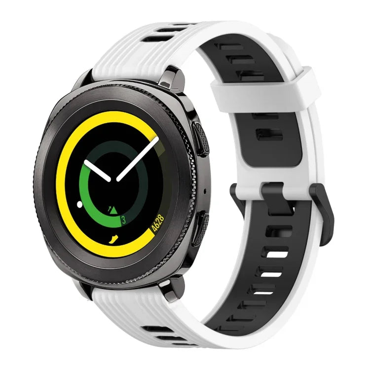 20mm 縦模様 ツートンカラー シリコンウォッチバンド、Samsung Galaxy Watch 42mm用、Samsung Gear Sport用、Samsung Gear S2 Classic用