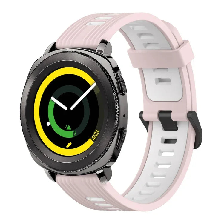 20mm 縦模様 ツートンカラー シリコンウォッチバンド、Samsung Galaxy Watch 42mm用、Samsung Gear Sport用、Samsung Gear S2 Classic用