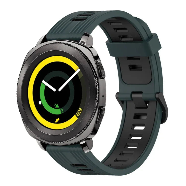 20mm 縦模様 ツートンカラー シリコンウォッチバンド、Samsung Galaxy Watch 42mm用、Samsung Gear Sport用、Samsung Gear S2 Classic用