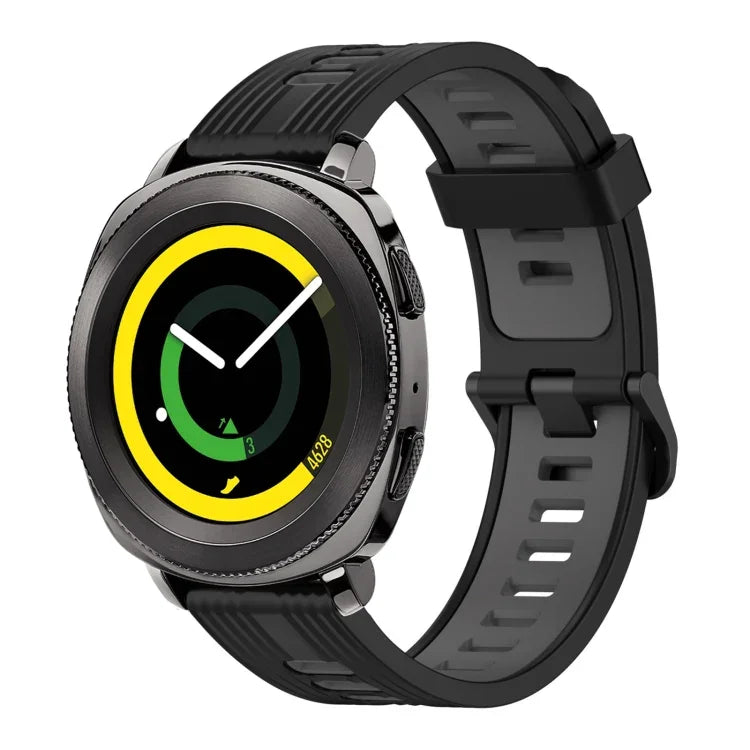 20mm 縦模様 ツートンカラー シリコンウォッチバンド、Samsung Galaxy Watch 42mm用、Samsung Gear Sport用、Samsung Gear S2 Classic用