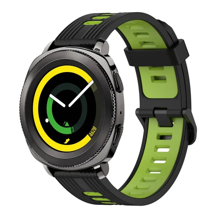 20mm 縦模様 ツートンカラー シリコンウォッチバンド、Samsung Galaxy Watch 42mm用、Samsung Gear Sport用、Samsung Gear S2 Classic用