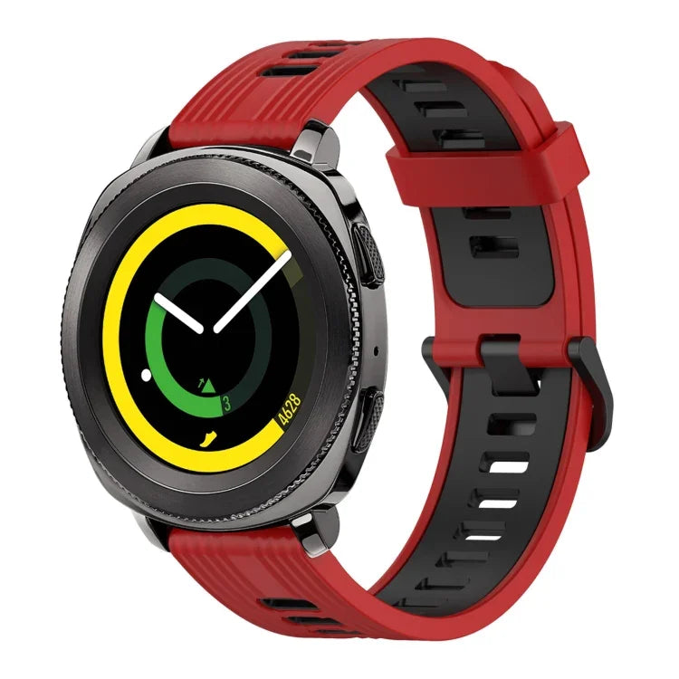 20mm 縦模様 ツートンカラー シリコンウォッチバンド、Samsung Galaxy Watch 42mm用、Samsung Gear Sport用、Samsung Gear S2 Classic用