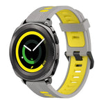 20mm 縦模様 ツートンカラー シリコンウォッチバンド、Samsung Galaxy Watch 42mm用、Samsung Gear Sport用、Samsung Gear S2 Classic用