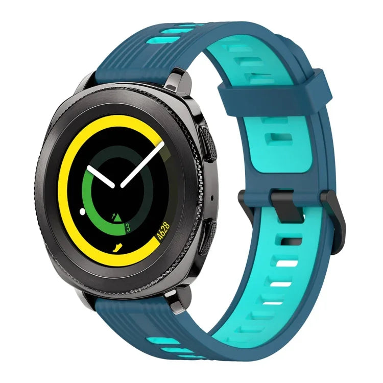 20mm 縦模様 ツートンカラー シリコンウォッチバンド、Samsung Galaxy Watch 42mm用、Samsung Gear Sport用、Samsung Gear S2 Classic用