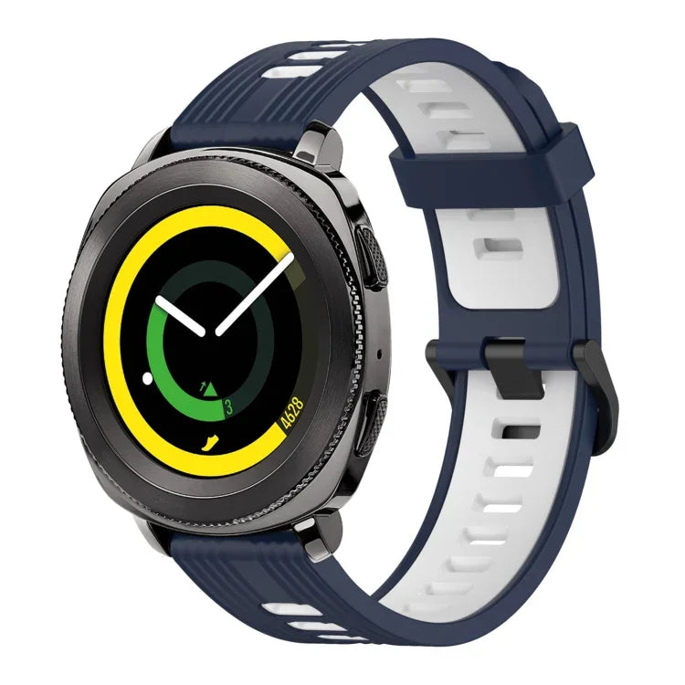 20mm 縦模様 ツートンカラー シリコンウォッチバンド、Samsung Galaxy Watch 42mm用、Samsung Gear Sport用、Samsung Gear S2 Classic用