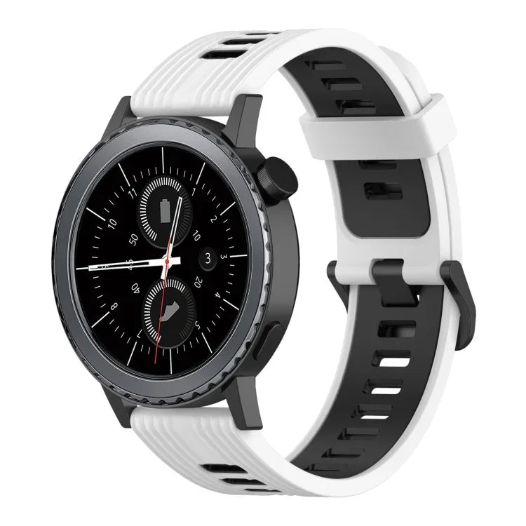 20mm 縦模様 ツートンカラー シリコンウォッチバンド、Samsung Galaxy Watch 42mm用、Samsung Gear Sport用、Samsung Gear S2 Classic用
