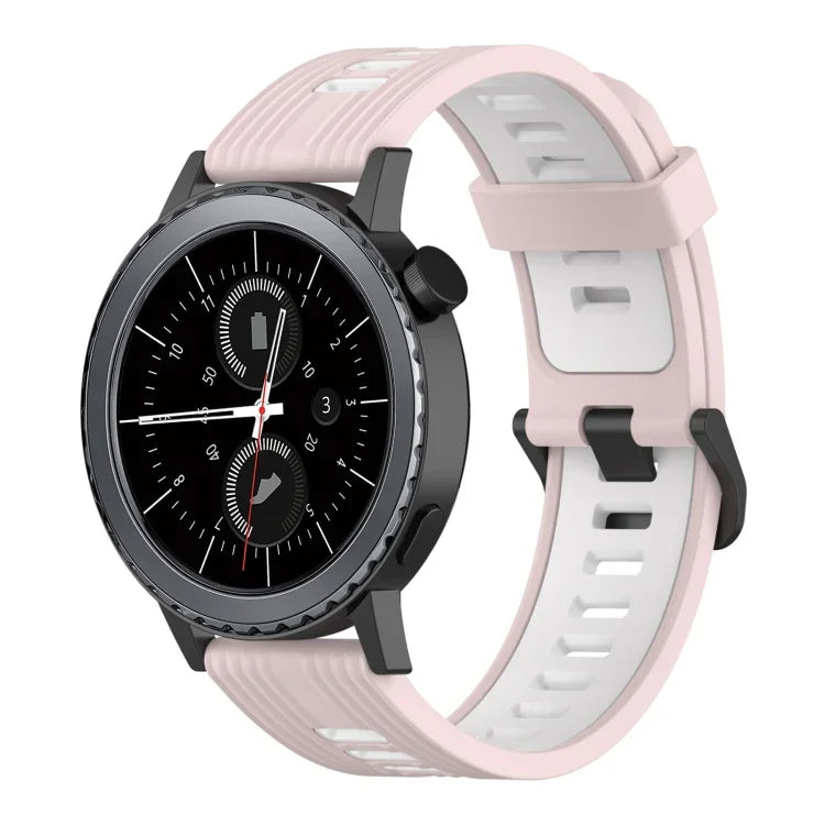 20mm 縦模様 ツートンカラー シリコンウォッチバンド、Samsung Galaxy Watch 42mm用、Samsung Gear Sport用、Samsung Gear S2 Classic用