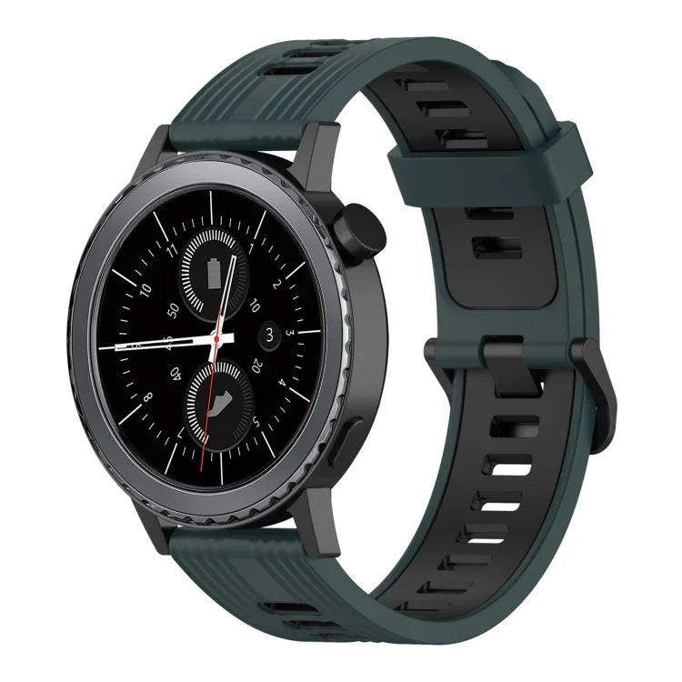 20mm 縦模様 ツートンカラー シリコンウォッチバンド、Samsung Galaxy Watch 42mm用、Samsung Gear Sport用、Samsung Gear S2 Classic用