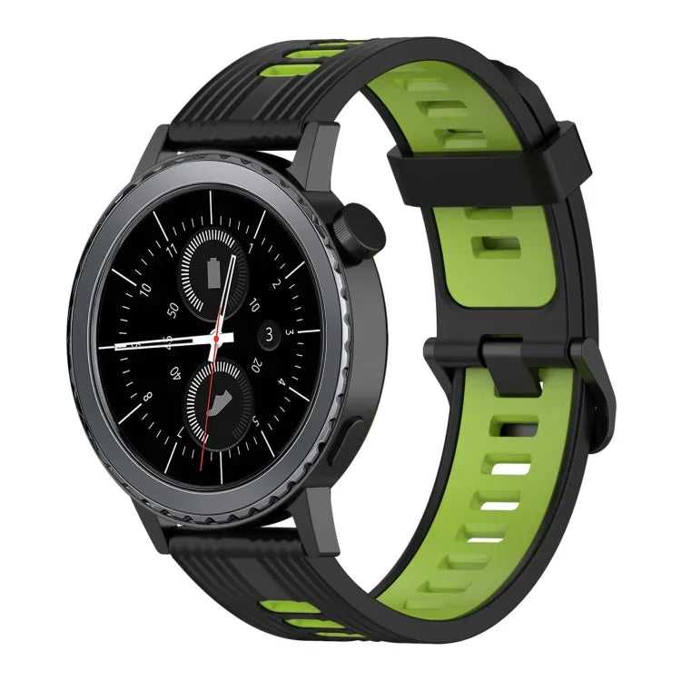 20mm 縦模様 ツートンカラー シリコンウォッチバンド、Samsung Galaxy Watch 42mm用、Samsung Gear Sport用、Samsung Gear S2 Classic用