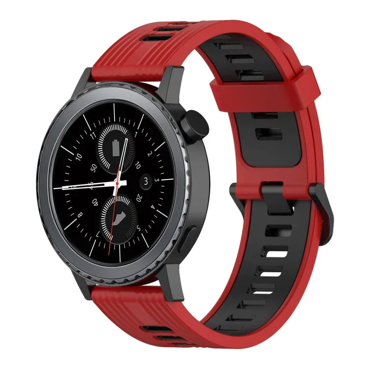 20mm 縦模様 ツートンカラー シリコンウォッチバンド、Samsung Galaxy Watch 42mm用、Samsung Gear Sport用、Samsung Gear S2 Classic用