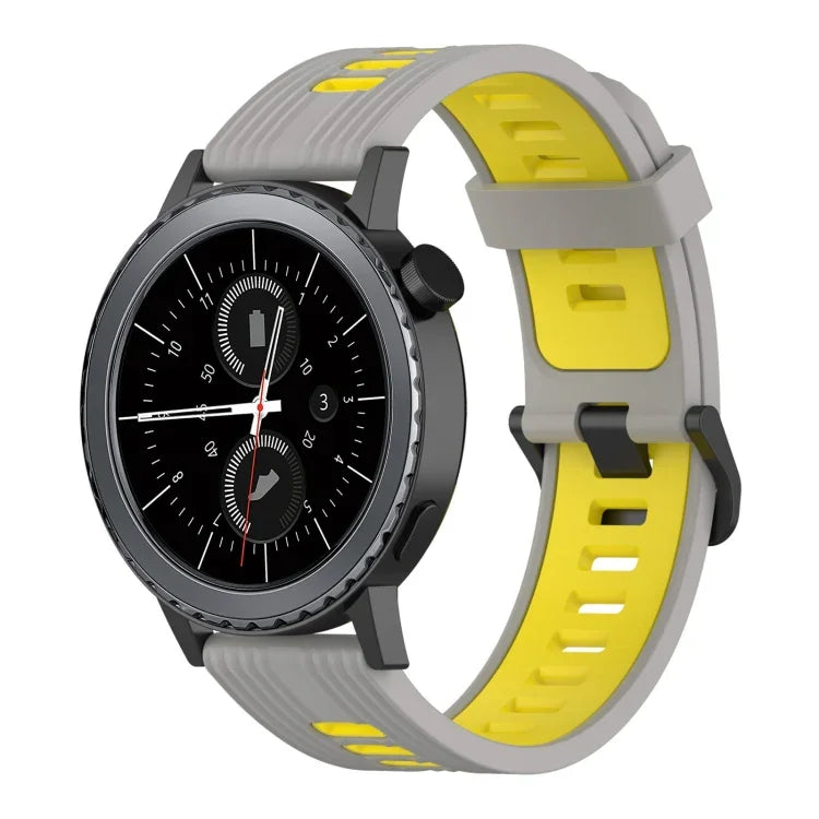 20mm 縦模様 ツートンカラー シリコンウォッチバンド、Samsung Galaxy Watch 42mm用、Samsung Gear Sport用、Samsung Gear S2 Classic用