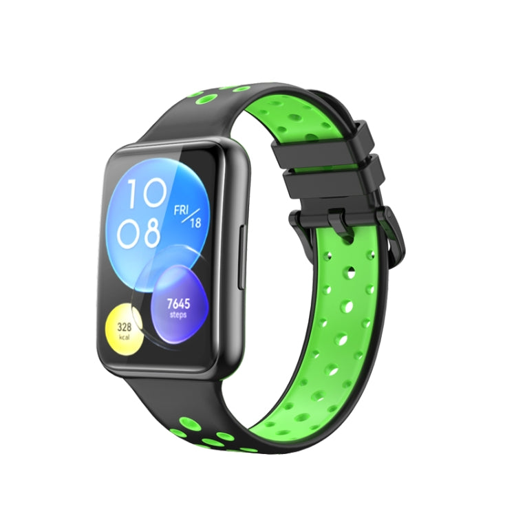 Two-Color Perforated Silicone Watch Band, For Huawei Watch Fit 2