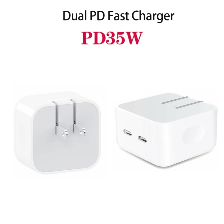 PD 35W デュアルUSB-C / Type-Cポート充電器 iPhone / iPadシリーズ用、USプラグ、USプラグ