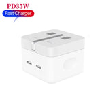 PD 35W デュアルUSB-C / Type-Cポート充電器 iPhone / iPadシリーズ用、UKプラグ、UKプラグ