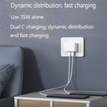 PD 35W デュアル USB-C / Type-C ポート充電器 Type-C to 8ピンデータケーブル付き、USプラグ、USプラグ + 1m 8ピンケーブル、USプラグ + 1.5m 8ピンケーブル、USプラグ + 2m 8ピンケーブル