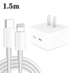 PD 35W デュアル USB-C / Type-C ポート充電器 Type-C to 8ピンデータケーブル付き、USプラグ、USプラグ + 1m 8ピンケーブル、USプラグ + 1.5m 8ピンケーブル、USプラグ + 2m 8ピンケーブル
