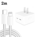 PD 35W デュアル USB-C / Type-C ポート充電器 Type-C to 8ピンデータケーブル付き、USプラグ、USプラグ + 1m 8ピンケーブル、USプラグ + 1.5m 8ピンケーブル、USプラグ + 2m 8ピンケーブル