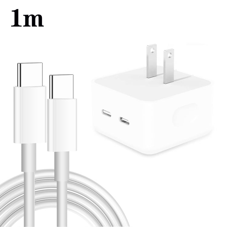 PD 35W デュアルUSB-C / Type-Cポートチャージャー Type-C to Type-Cデータケーブル付き、USプラグ、USプラグ + 1mデュアルType-Cケーブル、USプラグ + 2mデュアルType-Cケーブル