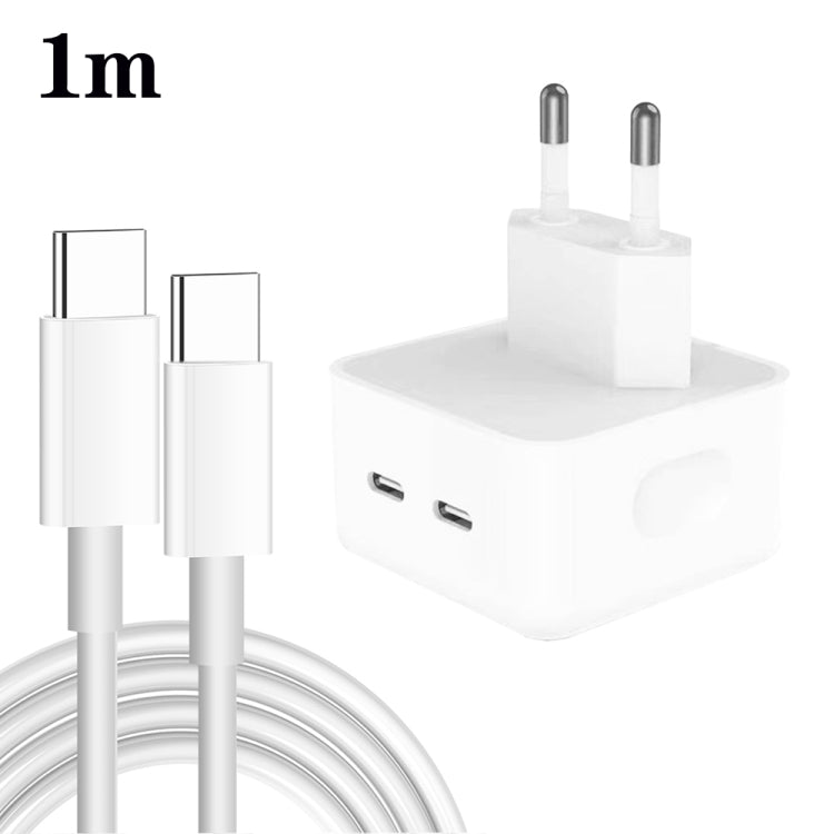 PD 35W デュアルUSB-C / Type-Cポートチャージャー Type-C to Type-Cデータケーブル付き、EUプラグ、EUプラグ + 1mデュアルType-Cケーブル、EUプラグ + 2mデュアルType-Cケーブル