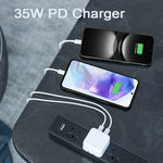 PD 35W デュアルUSB-C / Type-Cポートチャージャー Type-C to Type-Cデータケーブル付き、EUプラグ、EUプラグ + 1mデュアルType-Cケーブル、EUプラグ + 2mデュアルType-Cケーブル