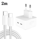 PD 35W デュアルUSB-C / Type-Cポートチャージャー Type-C to Type-Cデータケーブル付き、EUプラグ、EUプラグ + 1mデュアルType-Cケーブル、EUプラグ + 2mデュアルType-Cケーブル