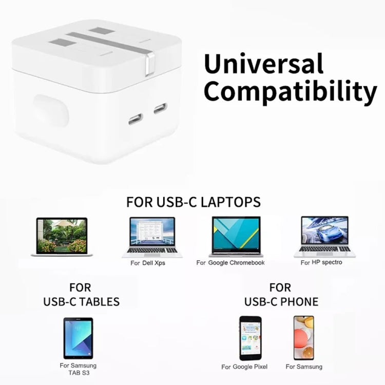 PD 35W デュアルUSB-C / Type-Cポートチャージャー Type-C to Type-Cデータケーブル付き、UKプラグ、UKプラグ + 1mデュアルType-Cケーブル、UKプラグ + 2mデュアルType-Cケーブル