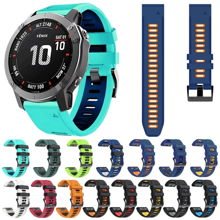 22mm Silicone Sports Two-Color Watch Band, For Garmin Fenix 5 Plus