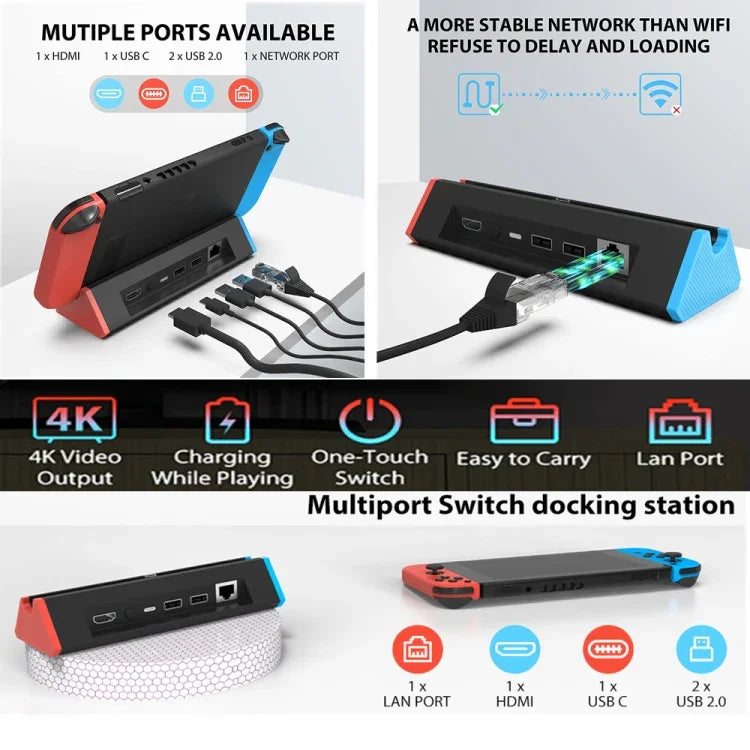 1000Mbs LANポート 4K HDMIアダプター Nintendo Switch/Switch OLED（LANモデル）用、LANモデル