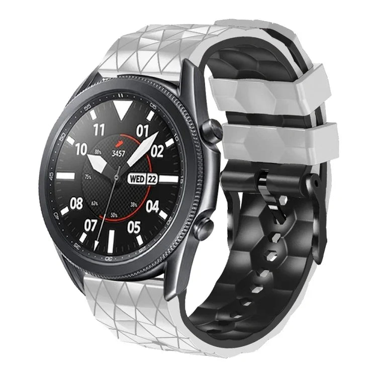 22mmサッカーパターン二色シリコンストラップ Samsung Galaxy Watch3 45mm用、Samsung Galaxy Watch 46mm用、Samsung Gear S3 Classic用、Samsung Gear S3 Frontier用