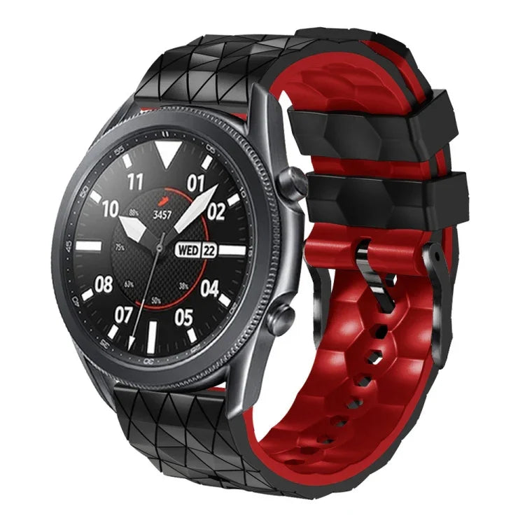 22mmサッカーパターン二色シリコンストラップ Samsung Galaxy Watch3 45mm用、Samsung Galaxy Watch 46mm用、Samsung Gear S3 Classic用、Samsung Gear S3 Frontier用