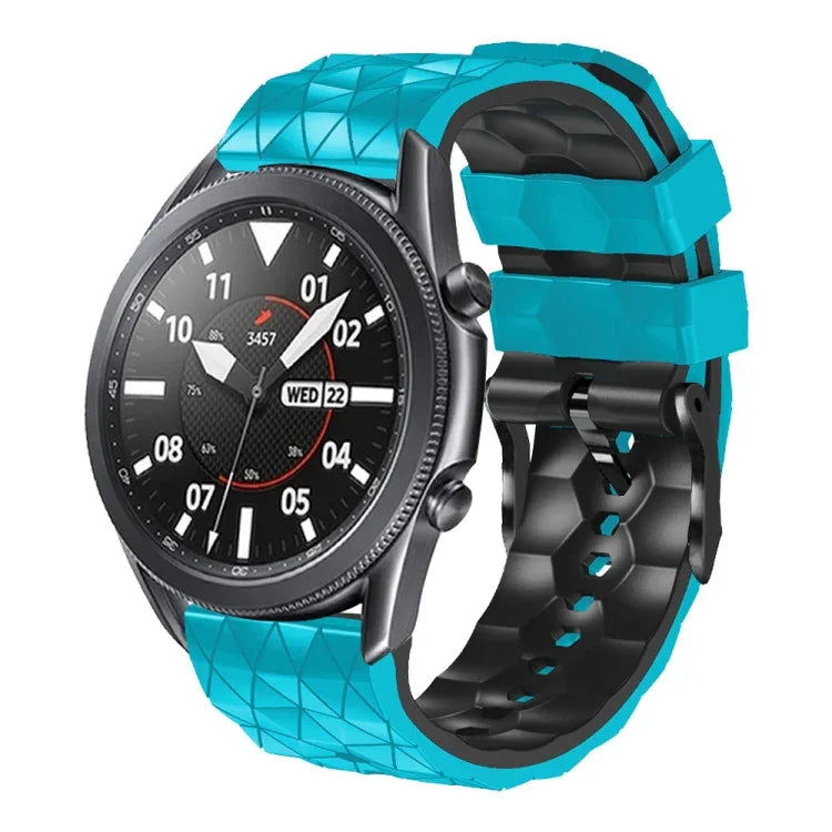 22mmサッカーパターン二色シリコンストラップ Samsung Galaxy Watch3 45mm用、Samsung Galaxy Watch 46mm用、Samsung Gear S3 Classic用、Samsung Gear S3 Frontier用