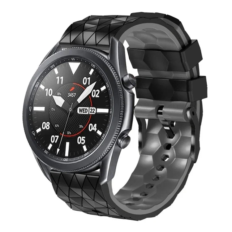 22mmサッカーパターン二色シリコンストラップ Samsung Galaxy Watch3 45mm用、Samsung Galaxy Watch 46mm用、Samsung Gear S3 Classic用、Samsung Gear S3 Frontier用